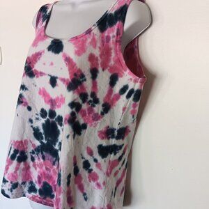 Handmade Tie Dye Tank Top Pink Black Indigo Purple White Summer Top Size XL NWT